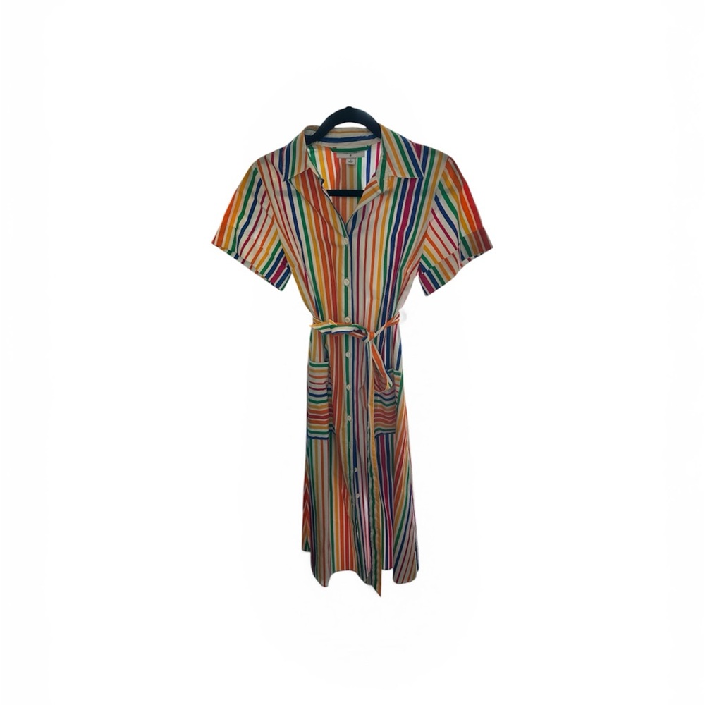 Christopher John Rogers Multicolor Striped Midi Shirt Dress